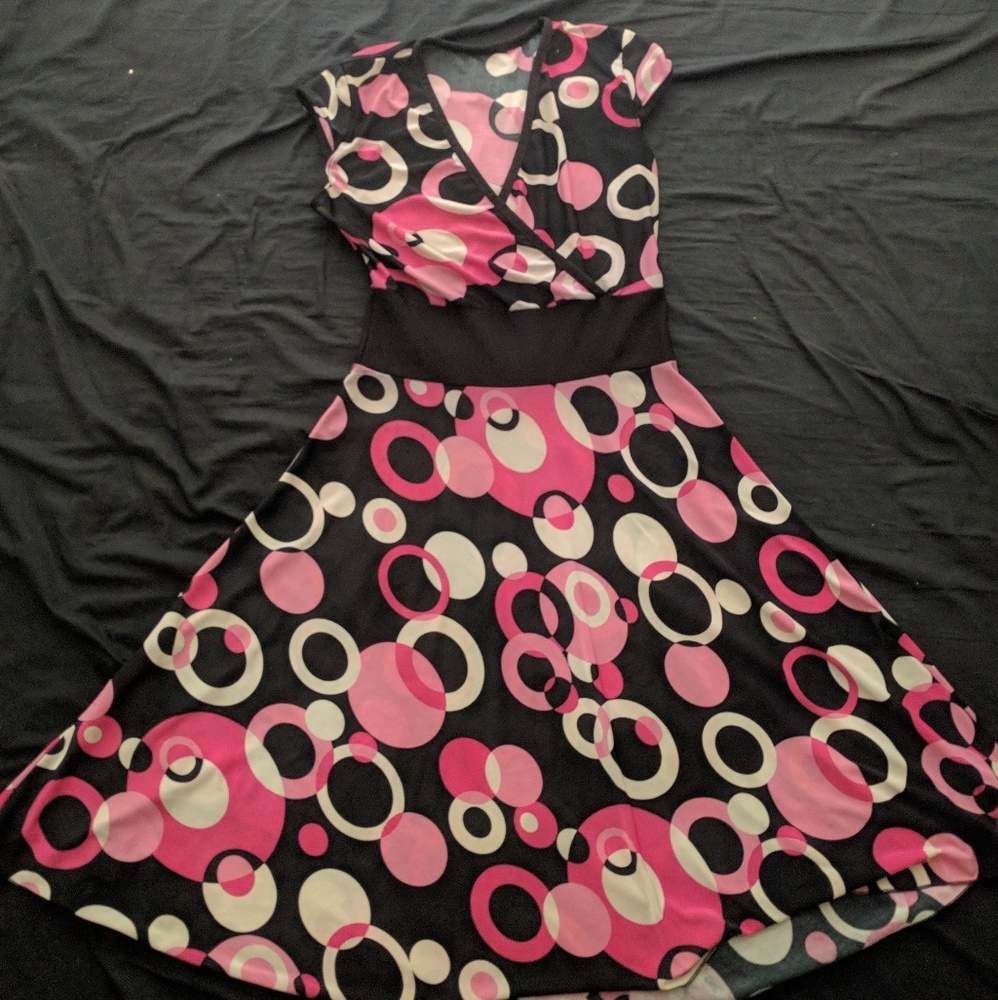 Beautiful pink black and white dress